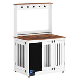 Dog crate,Graffiti dog cage, kennel with double doors, crate interior furniture, heavy wooden dog cage, large dog, white - V.I.P Digital Presence