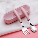 Baby Gadgets Tableware Set Children Utensil Stainless Steel Toddler Dinnerware Cutlery Cartoon Infant Food Feeding Spoon Fork