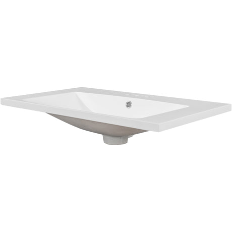 30" Single Bathroom Vanity Top with White Basin  3-Faucet Holes  Ceramic White - V.I.P Digital Presence