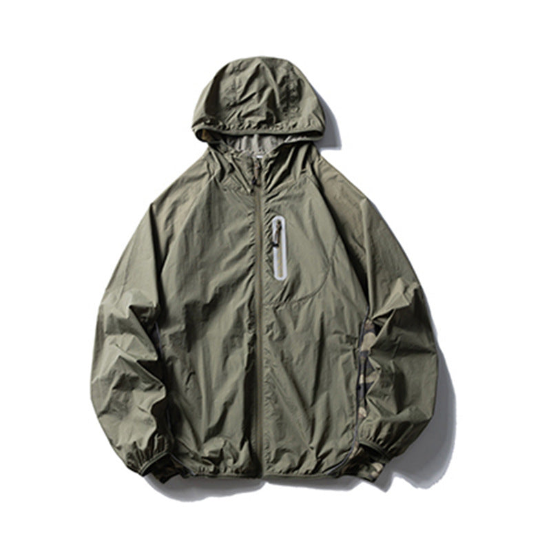 Camouflage Spliced Thin Hooded Sun Protection Clothing Men's Outdoor Sports Reflective Design Casual Jacket Trendy - V.I.P Digital Presence