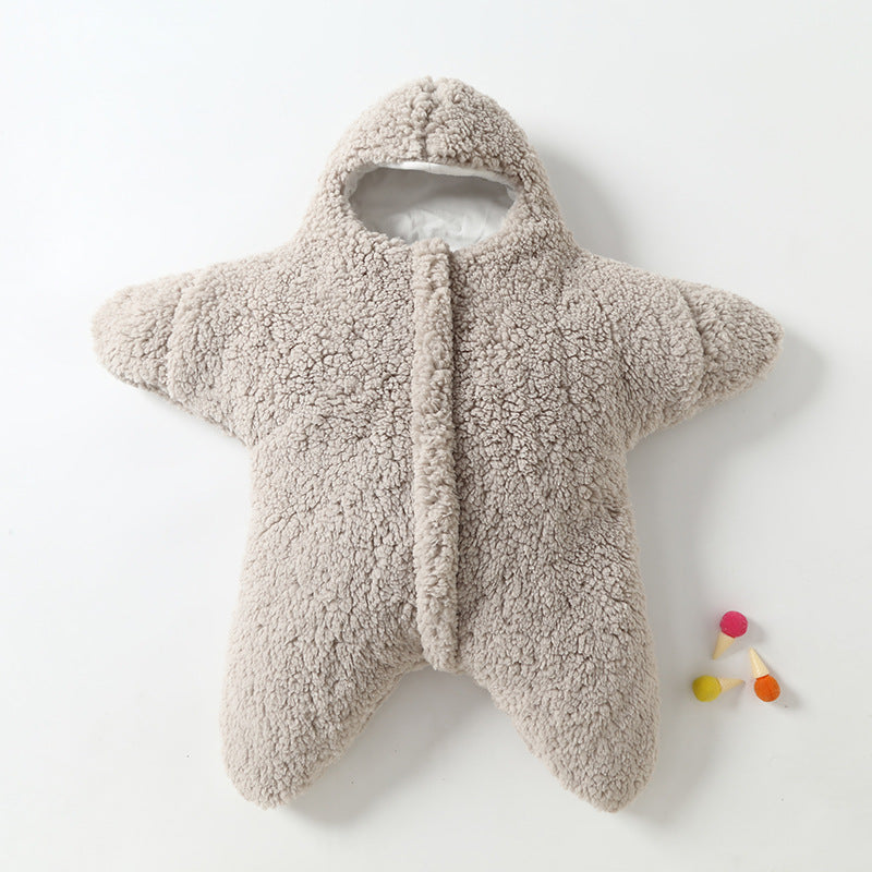 Saco de dormir para bebé, diseño de estrella de mar y cordero, con algodón grueso y cálido, acolchado antipatadas.