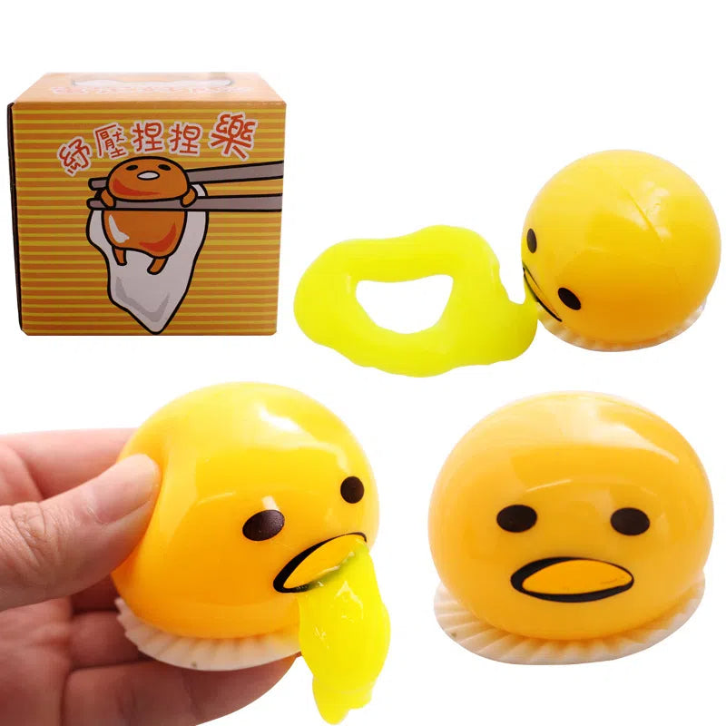 Yema de huevo para vomitar, huevo perezoso, yema de huevo, hermano, pellizco, yema de leche musical, pelota de huevo para vomitar, juguete para aliviar el estrés.
