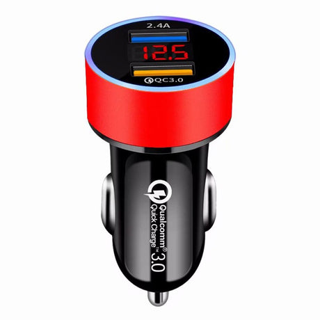 QC3.0+2.4A Dual USB Car Charger LCD Display 12-24V Cigarette Socket Lighter Fast Charger Power Auto USB Adapter Upgraded - V.I.P Digital Presence