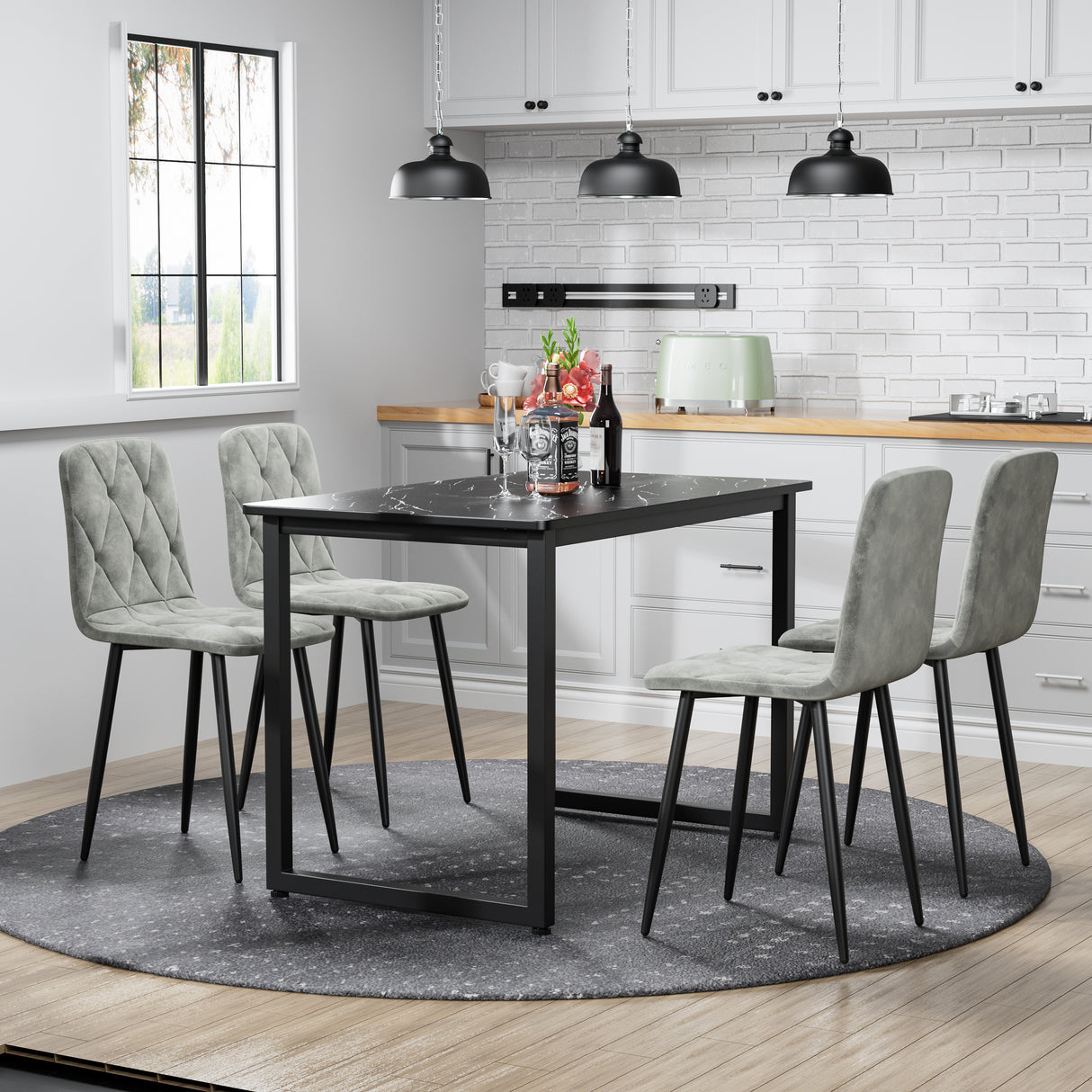 Dining Chairs Set of 4, Modern Kitchen Dining Room Chairs, Velvet Dining Chair Upholstered Cushion Seat and Sturdy Metal Legs - V.I.P Digital Presence