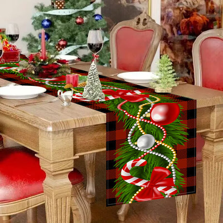 Christmas table flag Christmas candy printed tablecloth TV cabinet decoration white linen tablecloth tea flag pad - V.I.P Digital Presence