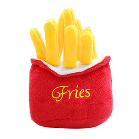 Cute Cat Plush Sound Toy - Adorable Cat Toy with French Fries and Hamburger for Small and Medium Dogs and Teddy Bears - V.I.P Digital Presence
