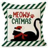 Christmas striped pillow cover linen black cat print pillowcase home holiday decoration cushion cover - V.I.P Digital Presence
