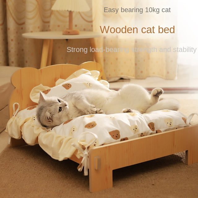 Cat Bed Universal Pet Bed Pet Nest Dog Nest Removable Solid Wood Bed Cute Kitten Princess Bed Pet Supplies - V.I.P Digital Presence