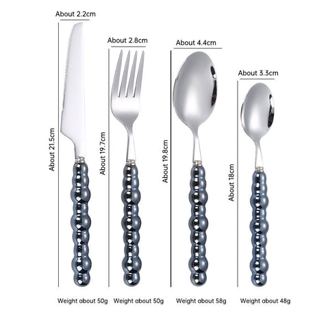 304 stainless steel knife and fork spoon creative pearl ceramic handle tableware western steak knife and fork dessert spoon - V.I.P Digital Presence