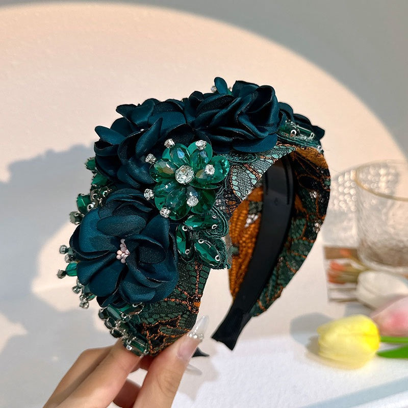 Handmade fabric flower fashion inlaid water drill bit hoop - V.I.P Digital Presence