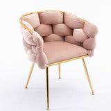 Luxury modern simple leisure velvet single sofa chair bedroom stool manicure table back chair pink set of 2 - V.I.P Digital Presence