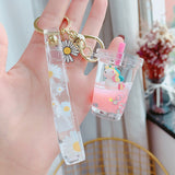 Glitter Quicksand Key Chain Liquid Floating Unicorn Keyring Keychain Bag Charm Milk Tea Cup Pendant Keyfob Gift for Women - V.I.P Digital Presence