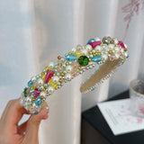 New handmade beaded crystal pearl retro exaggerated internet celebrity hot selling thin edge hair accessories - V.I.P Digital Presence