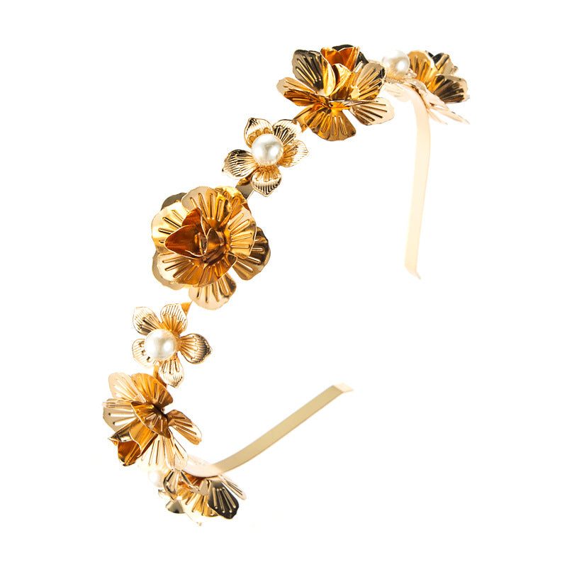 Hair Hoop Korean Version Of The Forest Fairy Flower Metal Head Hoop Korean Face Wash Headwear Photo Photo Pearl Accessories - V.I.P Digital Presence