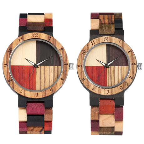 Vintage Wood Pattern Dial Quartz Watch for Men Women Colorful Wooden Bangle Watch Band Stylish Natural Wooden Couple Wristwatch - V.I.P Digital Presence