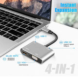 USB C Hub 4 in 1 Type C 3.0 Adapter to 4K HDMI VGA PD Fast Charge Splitter Docking Station Hub for Phone MacBook Laptop Computer - V.I.P Digital Presence