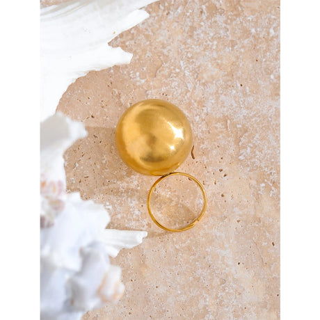 Stylish Unique Stainless Steel 26mm Big Ball Adjustable 18K Gold Color Ring Waterproof Personalized Finger Jewelry Gift - V.I.P Digital Presence