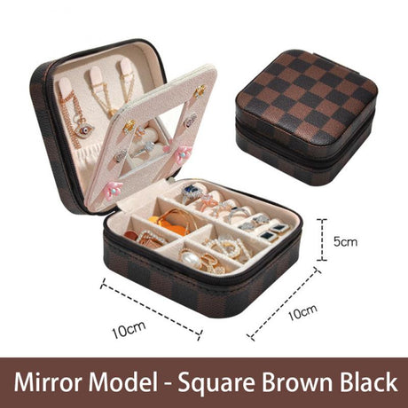 Portable Leather Jewelry Box Candy Color Travel Storage Upgrade With Mirror Earrings Rings Display Organizer Mother's Day Gift - V.I.P Digital Presence