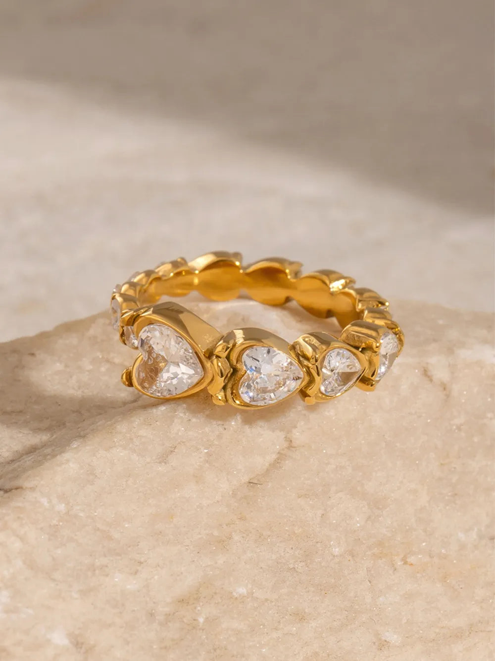 Stainless Steel Heart Rhinestone Ring - V.I.P Digital Presence