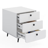 Modern Night Stand Storage Cabinet for Living Room Bedroom Steel Cabinet with 3 Drawers Bedside Furniture Circular Handle