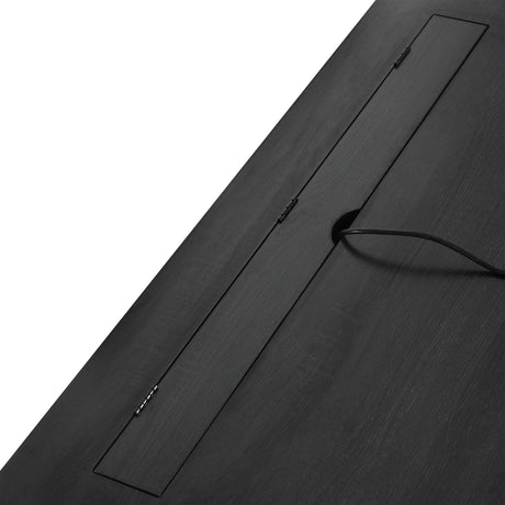 70 inch classic and traditional executive desk with metal trim, writing desk with 2 file drawers, USB ports, and sockets, black - V.I.P Digital Presence