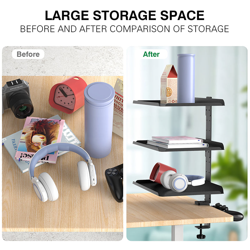 3 - Tier Multifunctional Desk Side Storage Rack - Organize Your Workspace Effortlessly - V.I.P Digital Presence