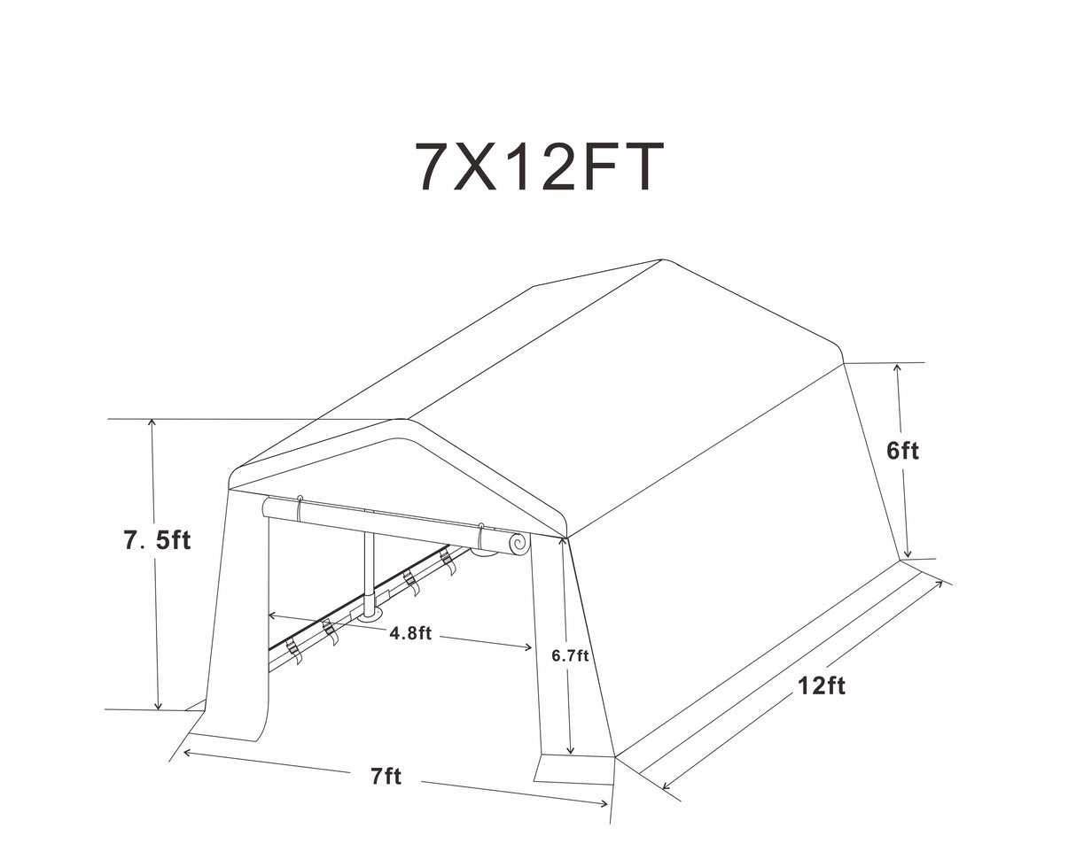 7x12 ft Outdoor Gazebo Portable Storage Shelter Shed with 2 Roll up Zipper Doors & Vents Carport - V.I.P Digital Presence
