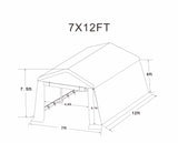 7x12 ft Outdoor Gazebo Portable Storage Shelter Shed with 2 Roll up Zipper Doors & Vents Carport - V.I.P Digital Presence