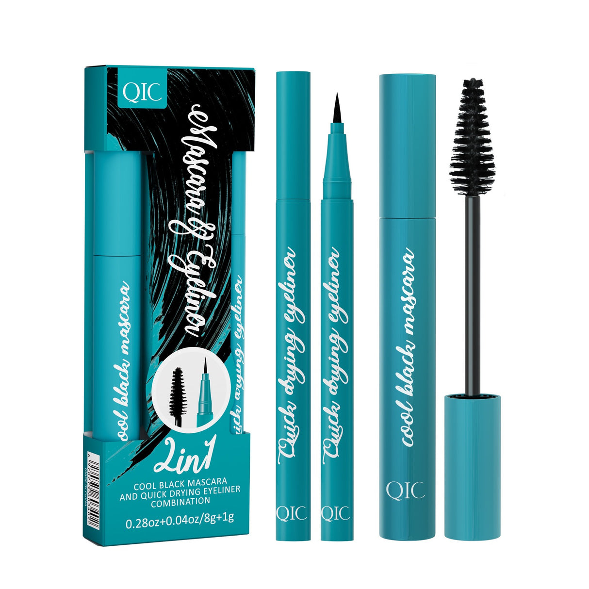 QIC Green Box 2in1 Eyeliner + Mascara Set Waterproof and Smudge-free Long, Thick and Curled Makeup - V.I.P Digital Presence