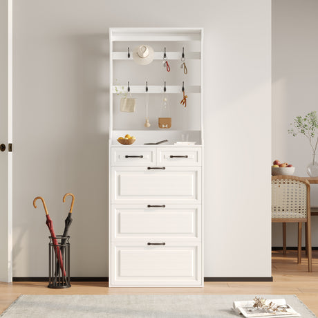 NEW White color shoe cabinet with 3 doors 2 drawers with hanger,PVC door with shape ,large space for storage - V.I.P Digital Presence