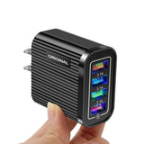 Luminous 4 USB mobile phone charging head, European and American standard travel charger, striped USB smart tablet charger - V.I.P Digital Presence