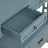 36'' Farmhouse Pine Wood Console Table Entry Sofa Table with 4 Drawers & 1 Storage Shelf ( Blue) - V.I.P Digital Presence