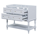 36" Bathroom Vanity Cabinet without Sink Standing Vanity Set with 4 Drawers& Soft Closing Doors Blue (NOT INCLUDE BASIN SINK) - V.I.P Digital Presence