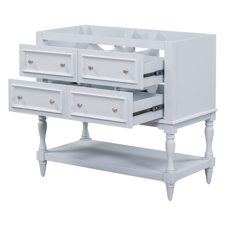 36" Bathroom Vanity Cabinet without Sink Standing Vanity Set with 4 Drawers& Soft Closing Doors Blue (NOT INCLUDE BASIN SINK) - V.I.P Digital Presence