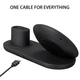 Estación de carga inalámbrica Qi 3 en 1 de 10 W, carga rápida para Apple Watch 1, 2, 3 y 4, iPhone XR, XS Max, Samsung S9 y AirPods.