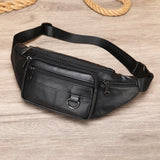 Men's sheepskin waist bag outdoor black mobile phone sheepskin bag leisure sports crossbody chest bag - V.I.P Digital Presence
