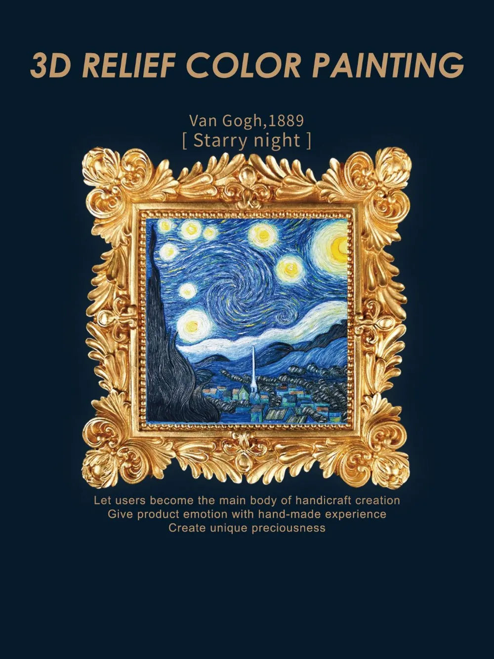 Kit de pintura al óleo 3D DIY "Relieve" de la Noche Estrellada de Van Gogh