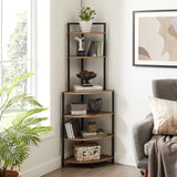 6-story corner open bookshelf modern bookshelf wooden frame independent bookshelf unit, country brown - V.I.P Digital Presence