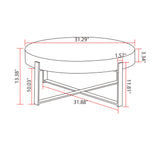 31.29"Modern Retro Splicing Round Coffee Table  Fir Wood Table Top with Cross Legs Metal Base(Same SKU:W757123560)