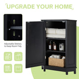 Black Bathroom Cabinet Triangle Corner Storage Cabinet with Adjustable Shelf Modern Style MDF Board - V.I.P Digital Presence