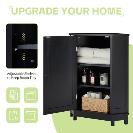 Black Bathroom Cabinet Triangle Corner Storage Cabinet with Adjustable Shelf Modern Style MDF Board - V.I.P Digital Presence