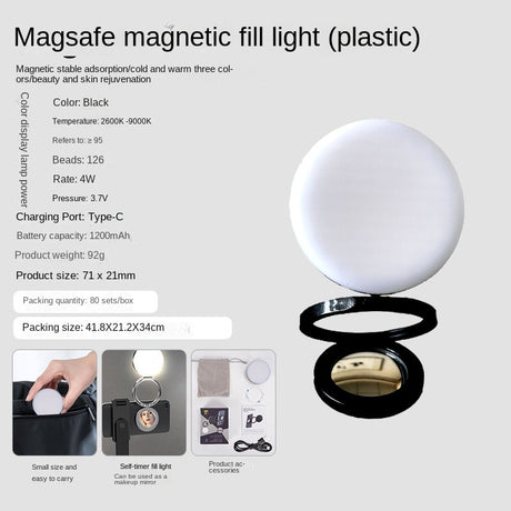 New YSH-126 LED Magnetic Phone Fill Light Photography Lamp Desktop Video Conference Live Pocket Light Mirror - V.I.P Digital Presence