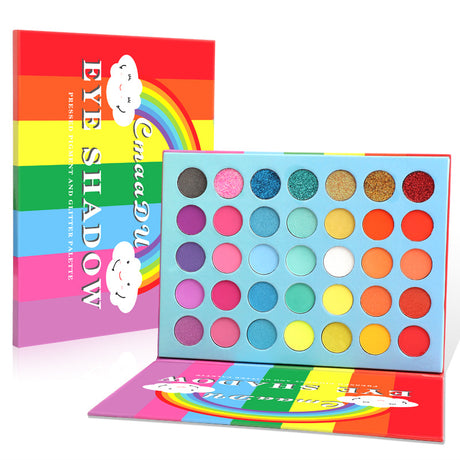 CmaaDu 35 Colors Rainbow Matte Eyeshadow Metal Waterproof Glitter Eyeshadow Palette - V.I.P Digital Presence