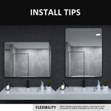 24x36 inch aluminum frame round rectangular bathroom wall mirror, matte black rust proof, tempered glass mirror - V.I.P Digital Presence