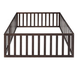Full Size Wood Daybed Frame with Fence Walnut(OLD SKU:WF289662AAL)