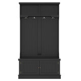 Hall Tree with Storage Shoe Bench for Entryway and Hallway, 4-in-1 Design Coat Racks with 4 Hooks for Living Room, Black - V.I.P Digital Presence