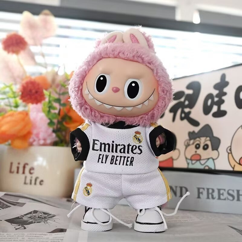 Ropa para muñecas Labubu, jersey de 17 cm, colgante de primera y segunda generación, juguete de peluche de PVC, conjunto de disfraces