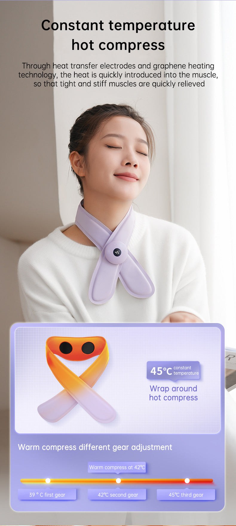 Neck Massager with Heat, Portable Neck Lymphatic Massager for Pain & Fatigue Relief - V.I.P Digital Presence