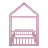 Wooden Twin Size Children's Bed with Detachable Headboard and Integrated Clothes Drying Rack, Pink - V.I.P Digital Presence