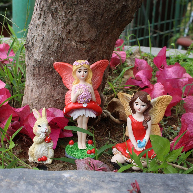 Creative resin elf statue with mushroom flower fairy ornaments - V.I.P Digital Presence